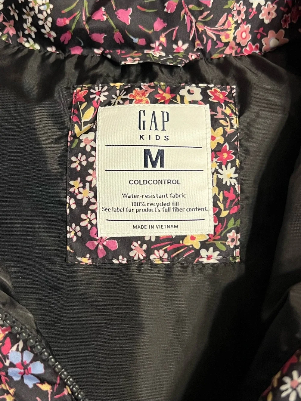 GAP Kids Multi Color Floral Puffer Vest Medium 8-9